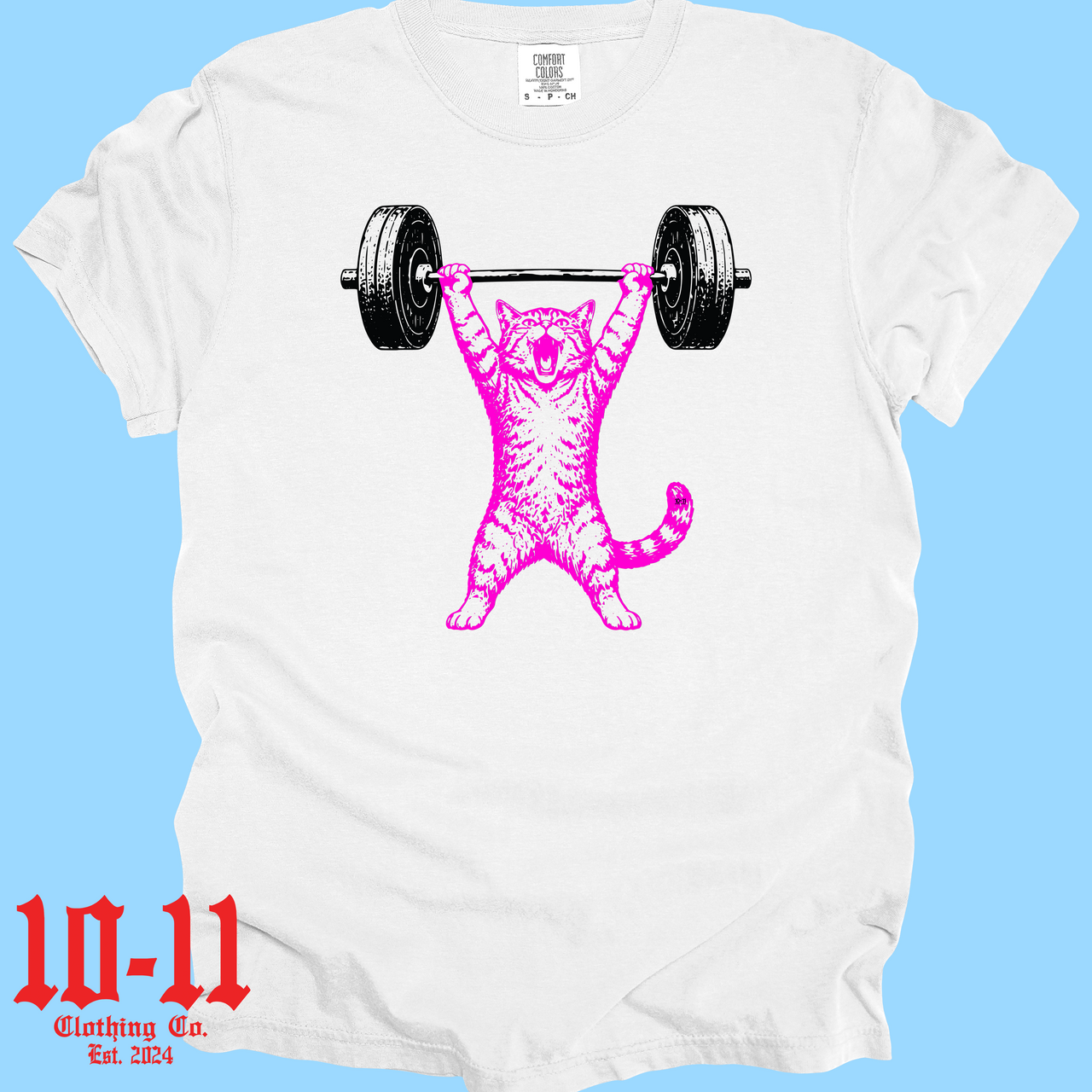 Cat Lifting Tee - White Comfort Colors