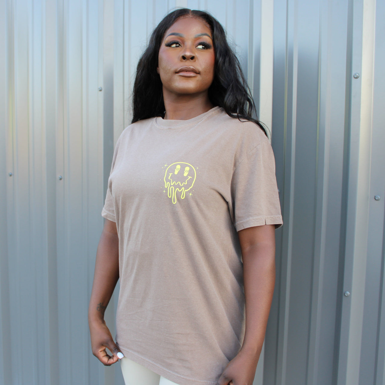 Thicc and Tired Brown Comfort Colors Tee