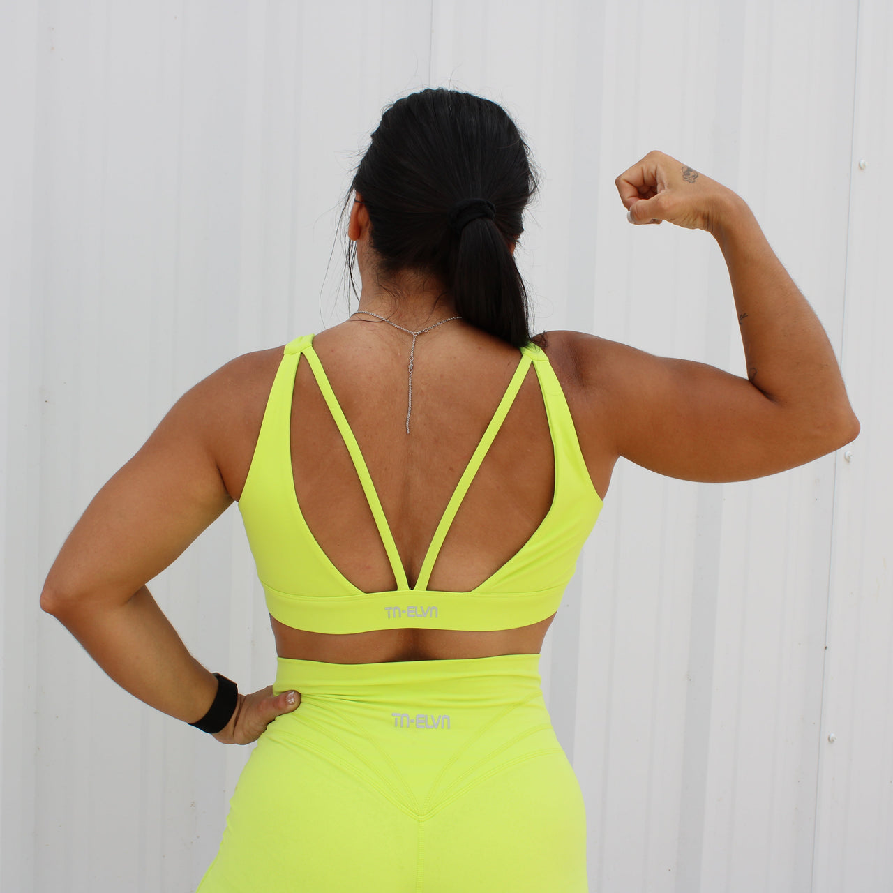 Lucille Neon Yellow Sherbet Sports Bra